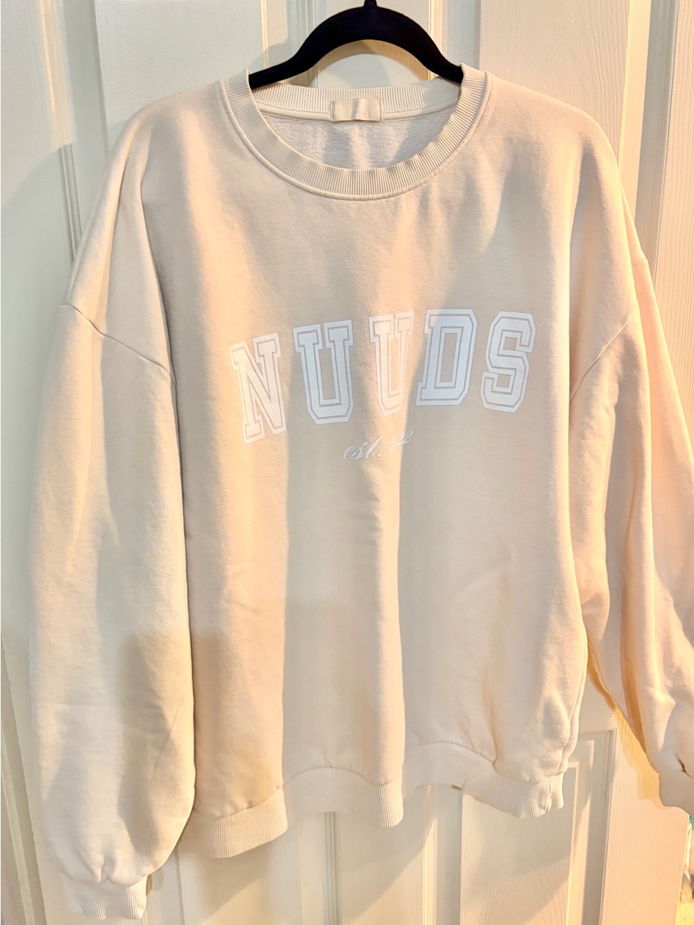 nuuds Cream Oversized Logo Crewneck Sweatshirt